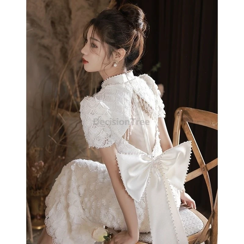 

2025 chinese wedding bride toasting attire elegant high end fashionable fairy banquet qipao luxury temperament evening dress