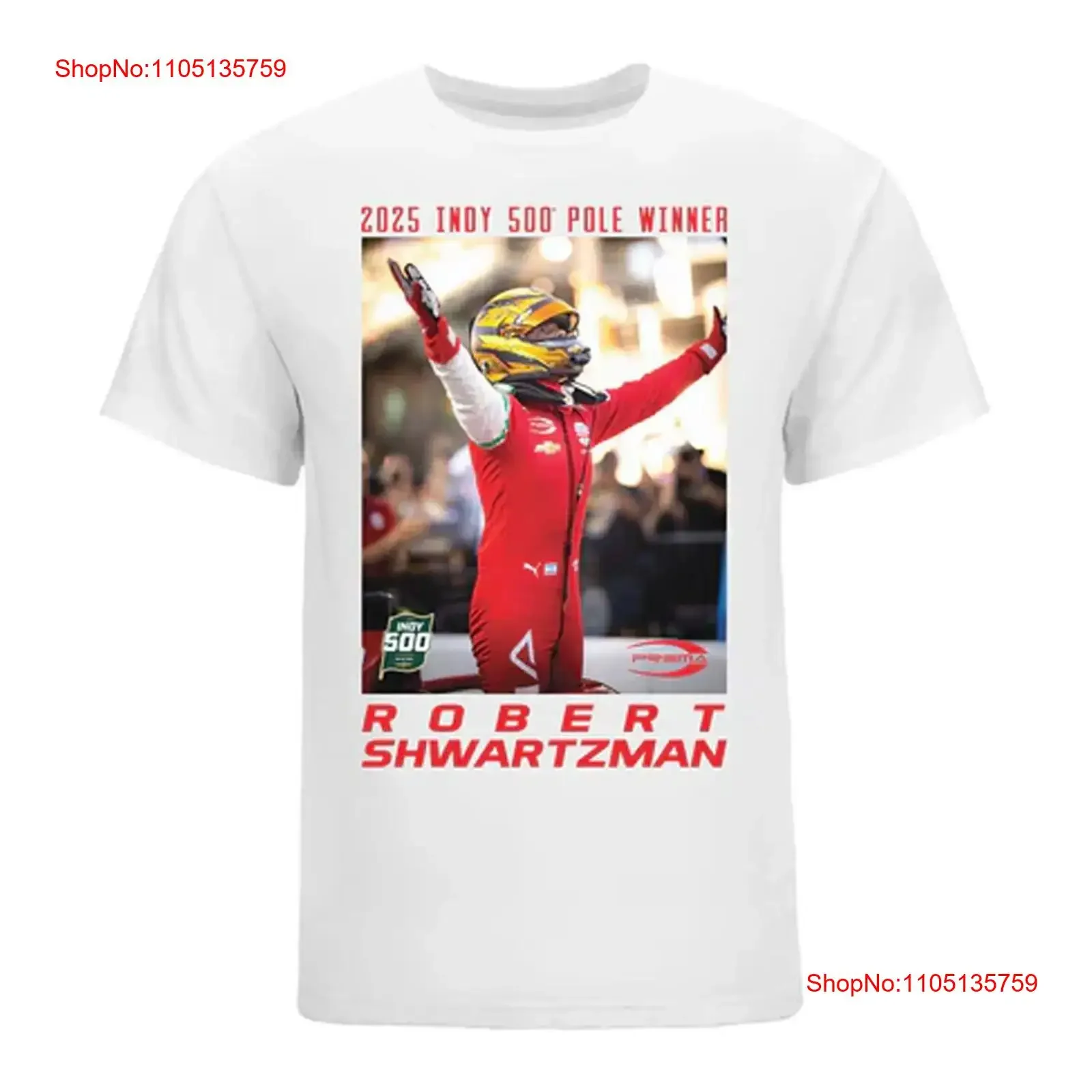 Robert Shwartzman 2025 Indy 500 Pole Winner camiseta todo el tamaño vintage lavado cómodo elegante ropa de diseñador suave homme