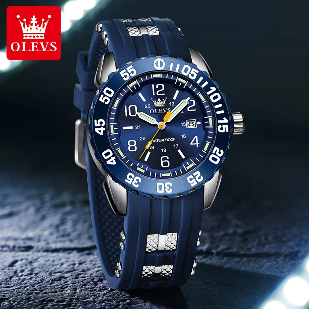 

OLEVS 3688, новые мужские часы, водонепроницаемые кварцевые часы для мужчин, зеркало высокой твердости, светящиеся оригинальные мужские часы, силиконовый ремешок
