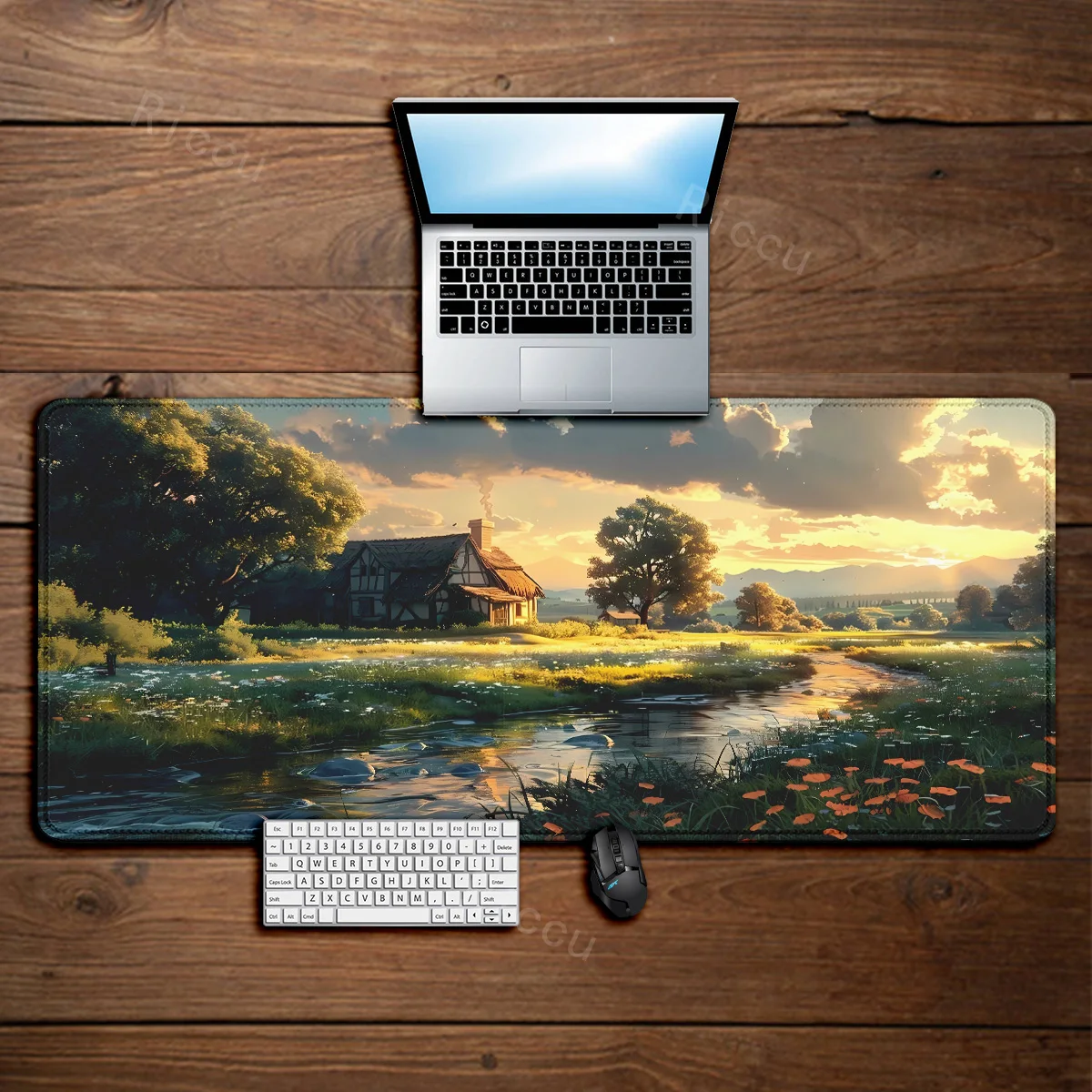 Mouse pad Gamer pemandangan pedesaan, bantalan tetikus komputer, karpet lembut kantor anti selip XXL, Bantalan Keyboard ukuran XXL