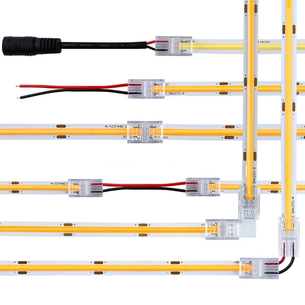 5 sztuk pasek COB LED złącze 2pinSuit do 8mm 10mm oświetlenie COB pojedynczy kolor taśma Led