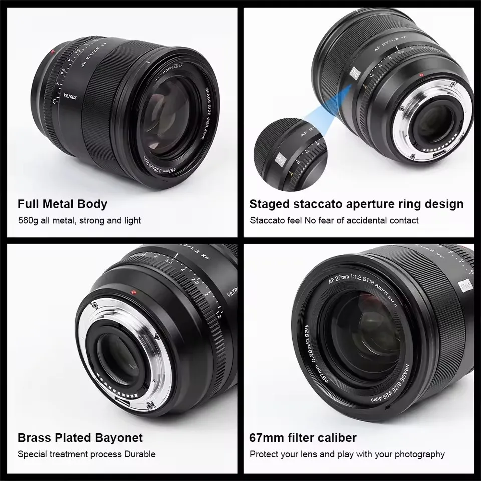 

VILTROX 27 мм F1.2 Pro для Fuji X Sony E NiKon Z объектив с автофокусом и большой диафрагмой для портретных камер APS-C Fujifilm X Mount A6700