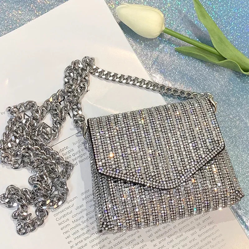 Original Designer Brand сумка женская Women's Bag Chain Full Rhinestone Shoulder Small Square Bags for Women Free Shipping