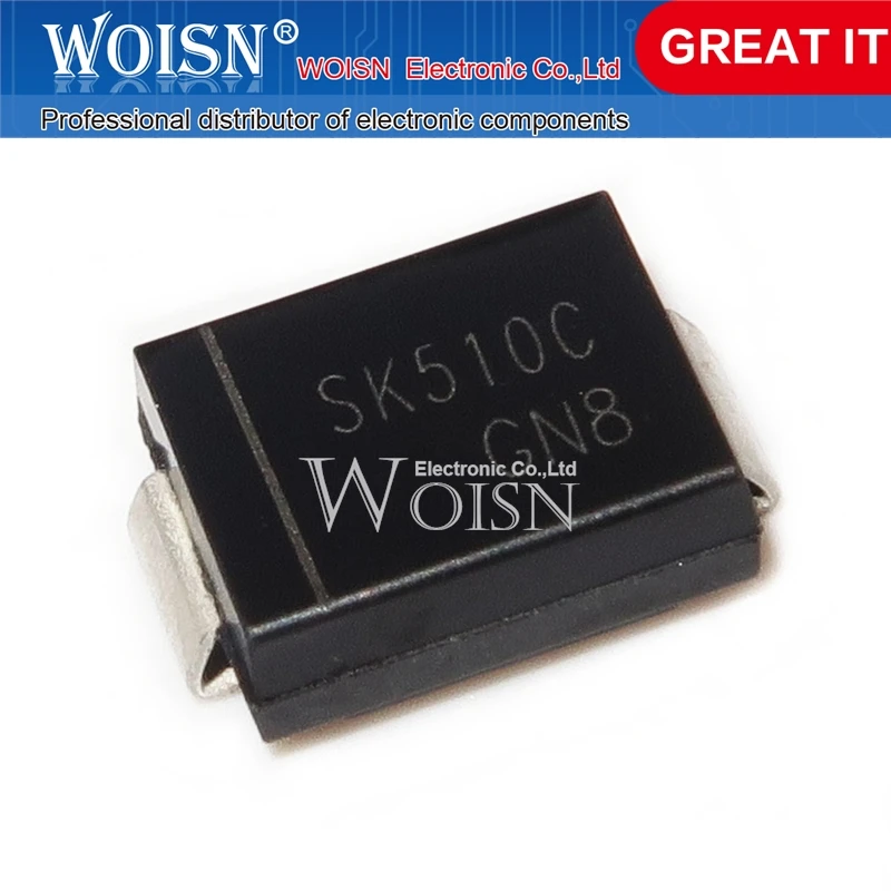 50PCS SK510C SK510 Package SMC (DO-214AB) Schottky Diode