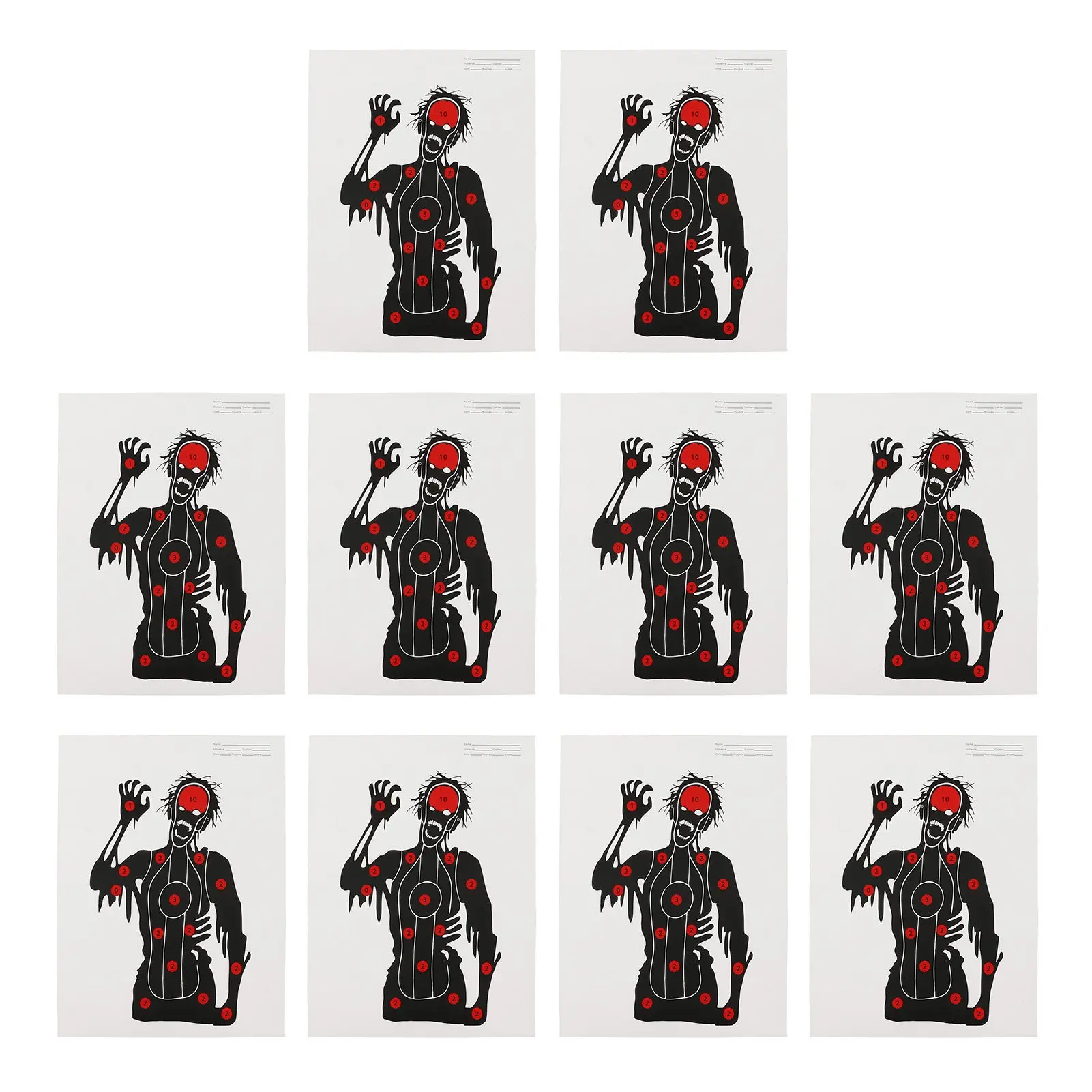 

10Pcs Shooting Targets Paper Archery Paper Targets Bow Arrow Hunting Shoot Accessories 45x32cm Zombie Skull