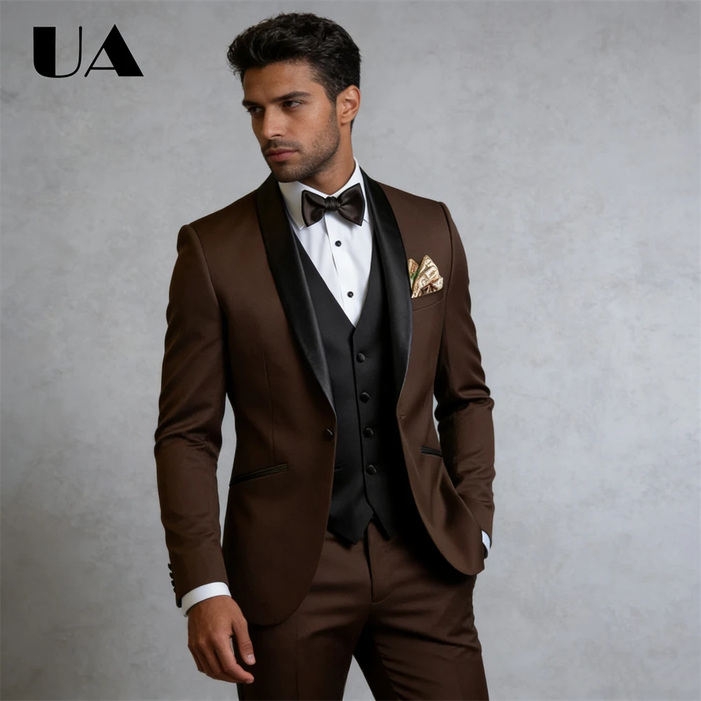 

Formal 3-Piece Suit Set for Men, Business Tuxedo (Jacket Vest Pants) Wedding Guest Suit Attire Plus Size Big Man Suit Blazer Set