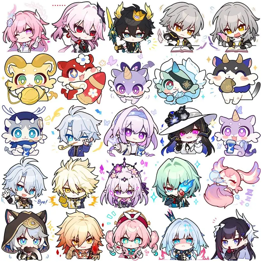 Honkai: Star Rail Anime Figure Acrylic Keychain Anaxa Cyrene Cerydra Hysilens Model Plate 4pc/set Keyring Game Fans Gift