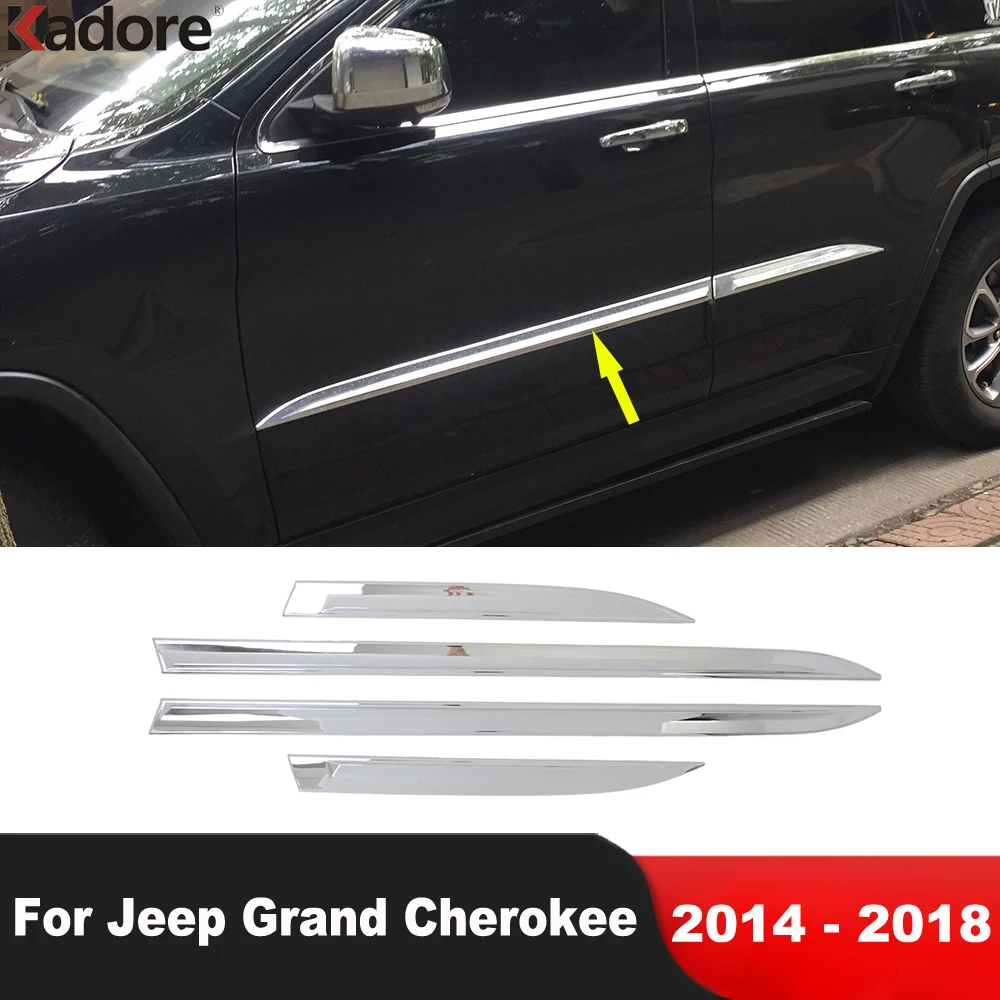 

Side Door Body Trim For Jeep Grand Cherokee 2014 2015 2016 2017 2018 Chrome Car Door Panel Streamer Molding Strip Accessories