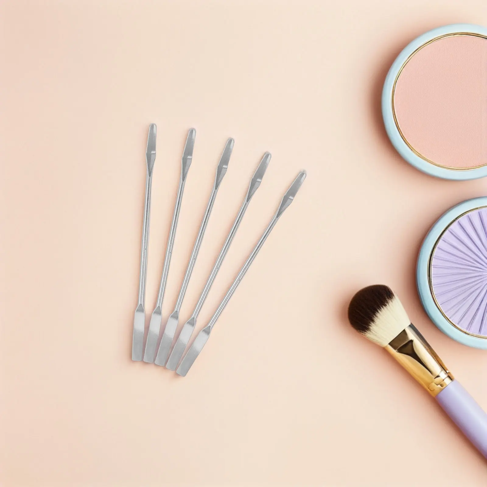 20Pcs Elegant Stainless Steel Double-Ended Foundation Mixing Spatula Precision Blending Tool for Creams Pigments Facial Masks