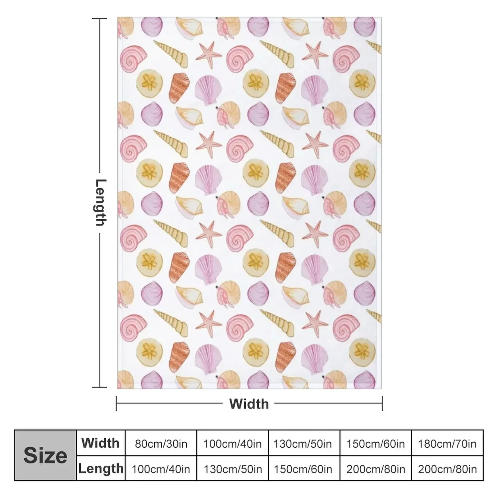 Sea shells crab watercolour Throw Blanket couch cozy soft plush fuzzy picnic outdoor blanket