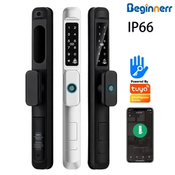 IP66 Waterproof Exterior Short handle Smart UPVC door lock 3092 3592 doublehook ttlock tuya wifi fingerprint Smart Sliding door