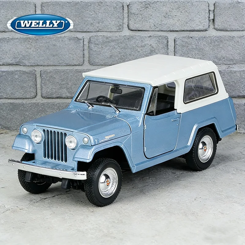 

Модель автомобиля WELLY 1:24 Jeep Jeepster Commando 1967, литая под давлением, из металла, внедорожник, подарок для детей