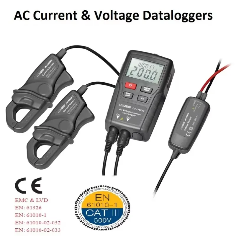 DT-176CV2 شاشة LCD رقمية للبيع بالجملة مسجل بيانات التيار المتردد RMS الحقيقي والجهد مع واجهة USB المتعددة
