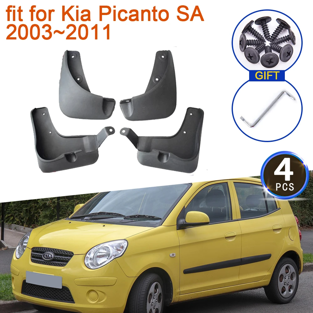 4x Mudflaps for Kia Picanto SA 2005 Morning 2003~2011 2008 Accessories Mudguards Fender Splash Guards Cover Flap Front Rear Auto