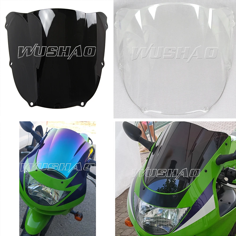 Motorcycle Double Bubble Windshield WindScreen Screen For 1998 1999 Kawasaki Ninja 636 ZX6R ZX-6R ZX 6R Black Iridium Chrome