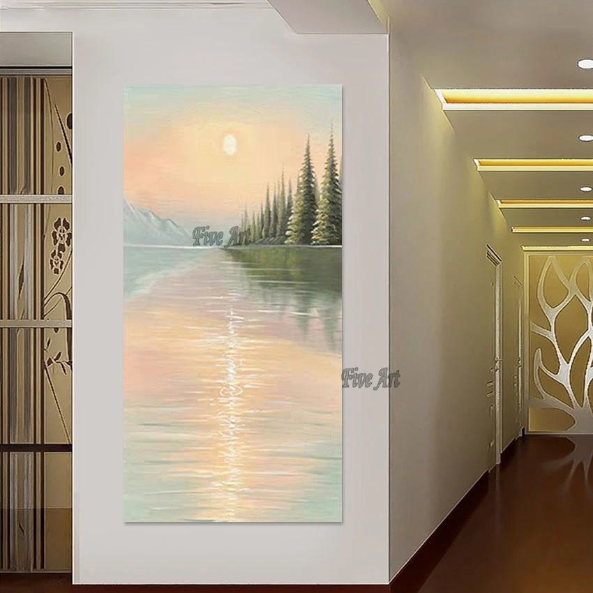 Beautiful Sunrise Natural Scenery Canvas Oil Painting Large Sizehome Decoration Accessories Wall Picture For Restaurant Unframed