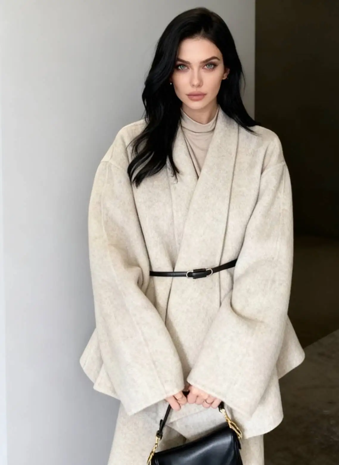 

Wool Blend Coats Womens Woolen Coat Red Winter Tweed Stand-Up Collar Sashed Elegant Mature French Style Office Lady Tasteful Ins