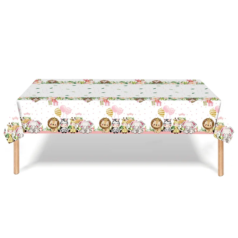Nappe de décoration d'anniversaire Animaux de la jungle, pour fête prénatale Wild One, garçon, enfants, safari en forêt, fournitures de fête d'anniversaire