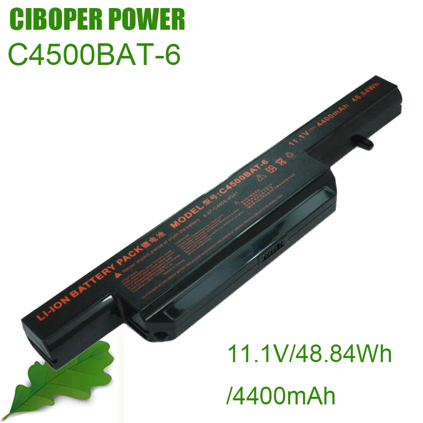 

CP Laptop Battery C4500BAT-6 6-87-C480S-4P4 11.1V/48.84Wh/4400mAh For C4500 C4500Q W150ER W240HU W255EU W270ES B5130M Series