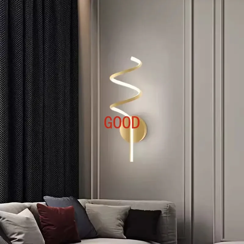 Modern LED wall lamp, living room hallway, TV background, bedroom bedside, creative spiral wall lamp