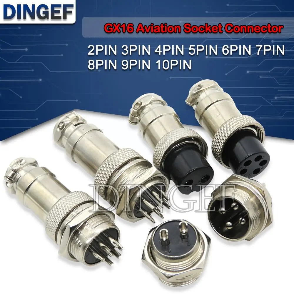 1 Set GX16 Nut TYPE Male & Female Electrical Connector 2/3/4/5/6/7/8/9/10 Pin Circular Aviation Socket Plug Wire Panel Connector