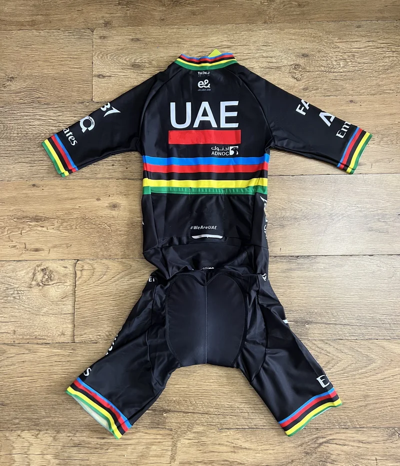 LASER CUT Skinsuit 2024 UAE TEAM BLACK WORLD CHAMPION Bodysuit SHORT Cycling Jersey Bike Bicycle Clothing Maillot Ropa Ciclismo