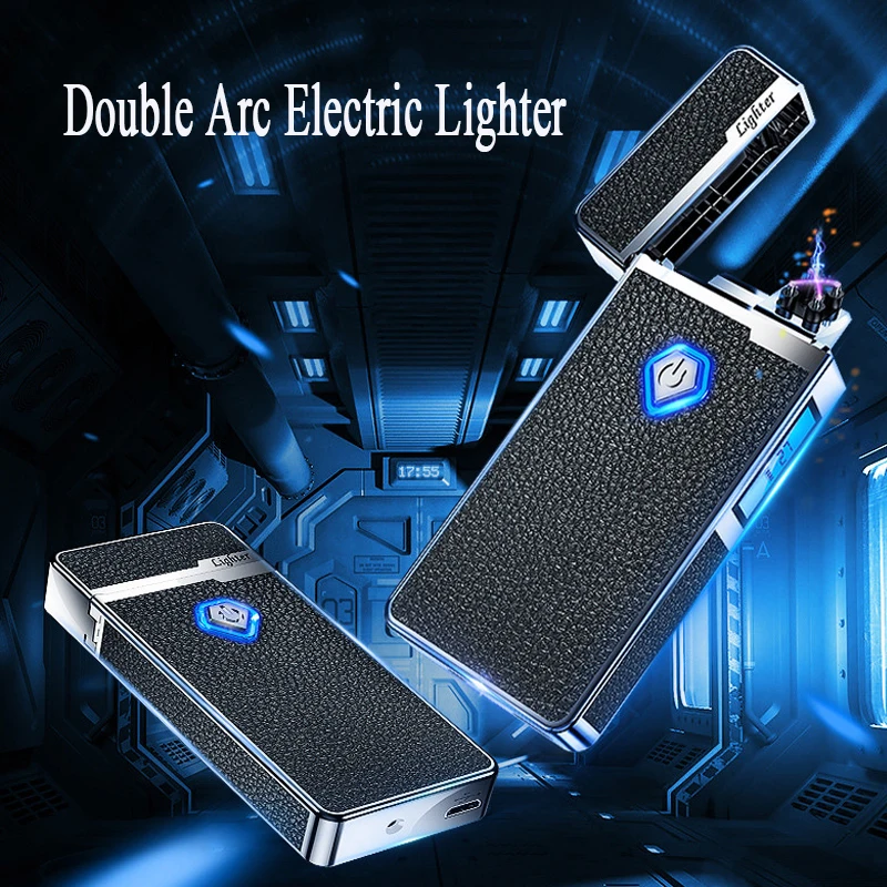 USB Charging Flameless Lighter, Dual Arc Digital Display, High-end Business Gift, Comfortable Touch, Hot Selling, 2023