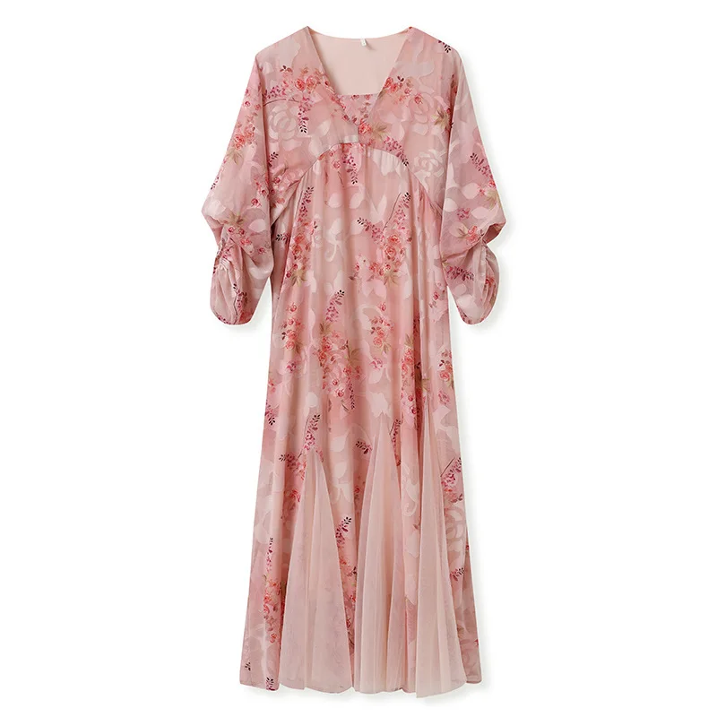 UMI MAO Feenkleid, französisches Frühlings- und Sommerkleid, schlankmachender Blumen-Socialite-Stil, super schönes, elegantes, atemberaubendes Kleid