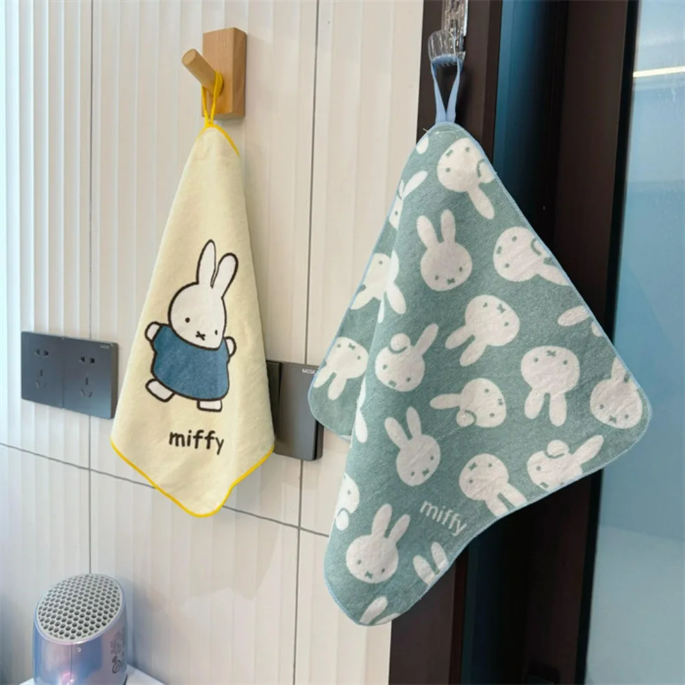 Miffy Towel Cute Cartoon Hanging Cloth Square Towel Soft Handkerchief Household Skin Cleaning Cloth for Bathroom Daily Use Gifts