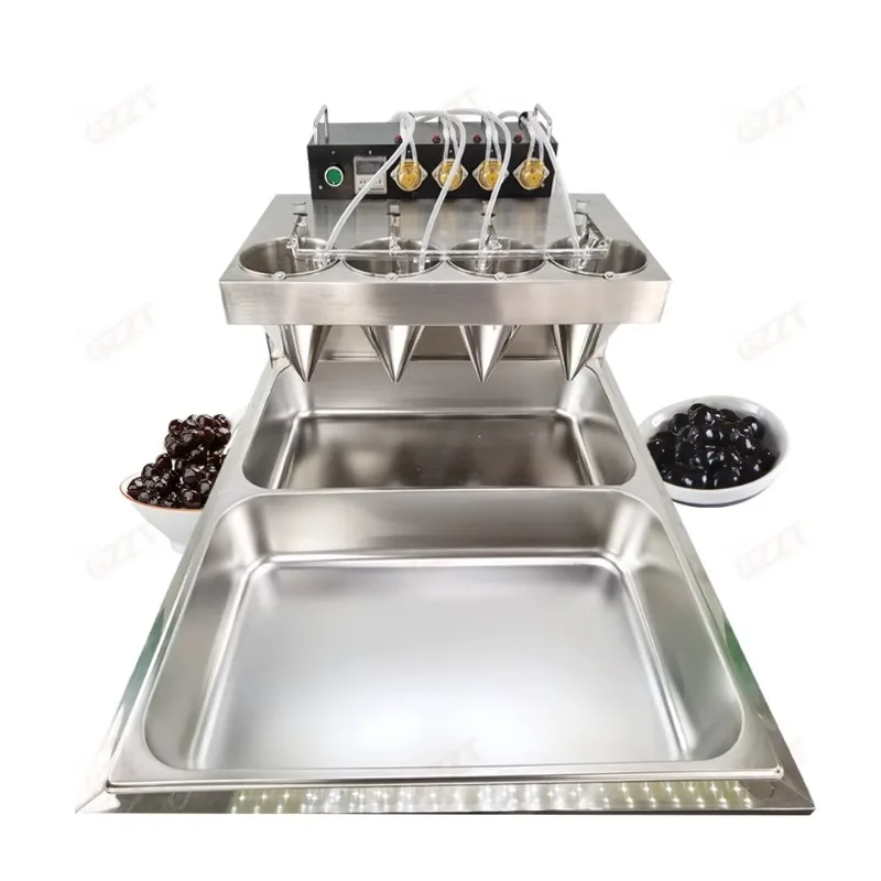 

Stainless Steel Automatic Small Bubble Milk Equipment Four Heads Automatic Feeding Popping Mini Boba Molding Making Machine