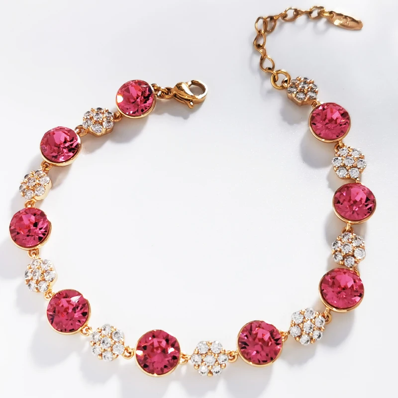 Luxury Bracelet for Women made with Austrian Crystal Round Design Girls Bracelets Bangle Hand Accessories Birthday Bijoux Gift image 2