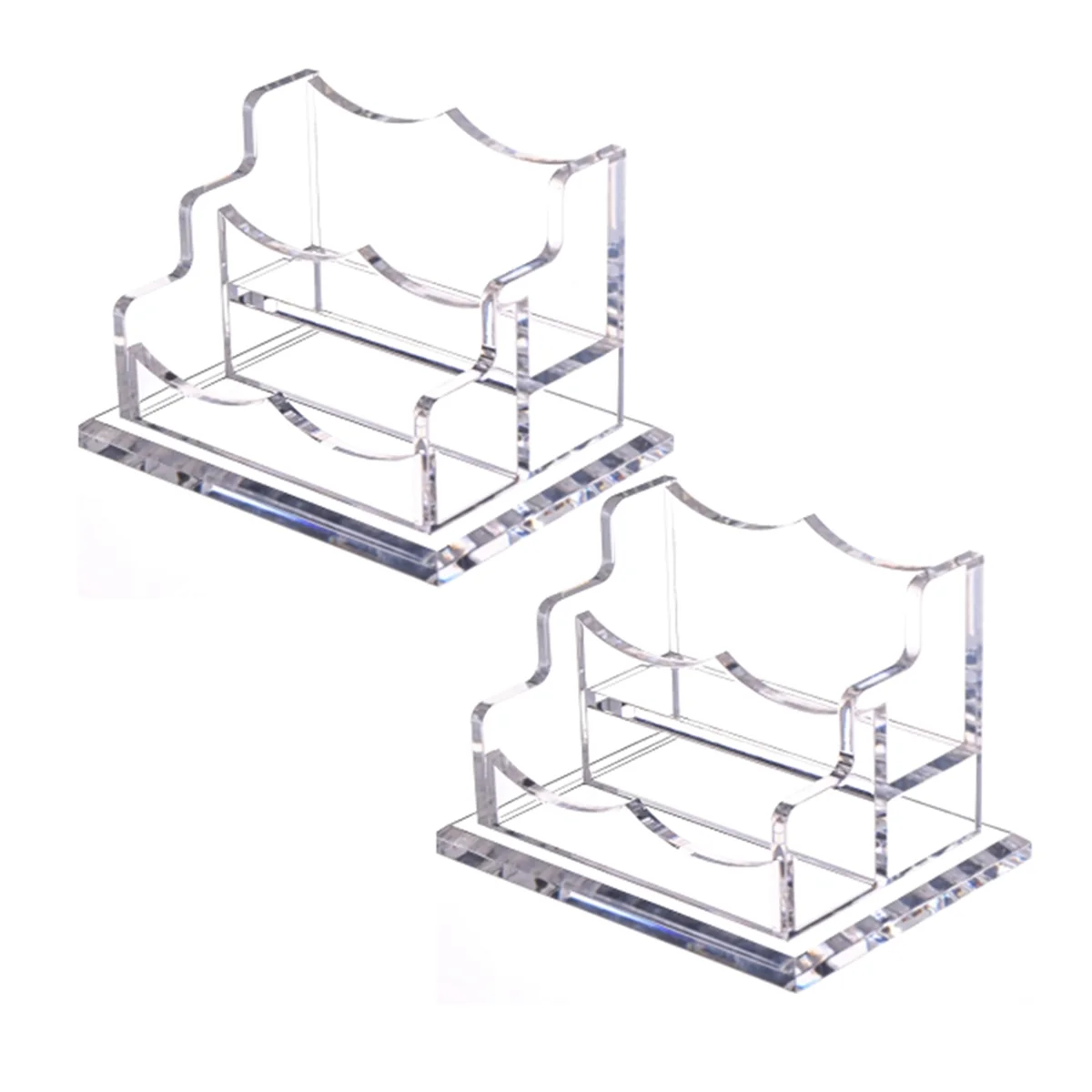 2Packs Acrylic Business Card Holder for Desk,Horizontal Clear Business Name Card Display Stand, Desk Accessory (2-Slot)