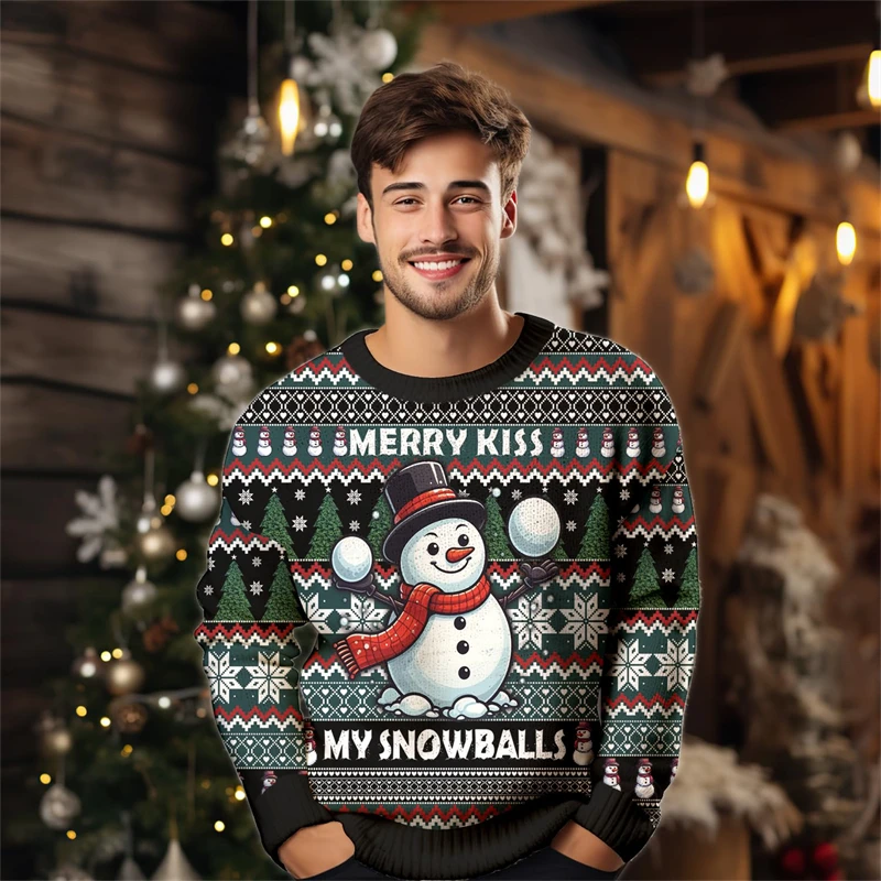 

Cartoon Snowman Graphic Sweatshirt For Women Clothes Funny Snowmies Ugly Christmas Sweater Men Crewneck Long Sleeve Pullovers