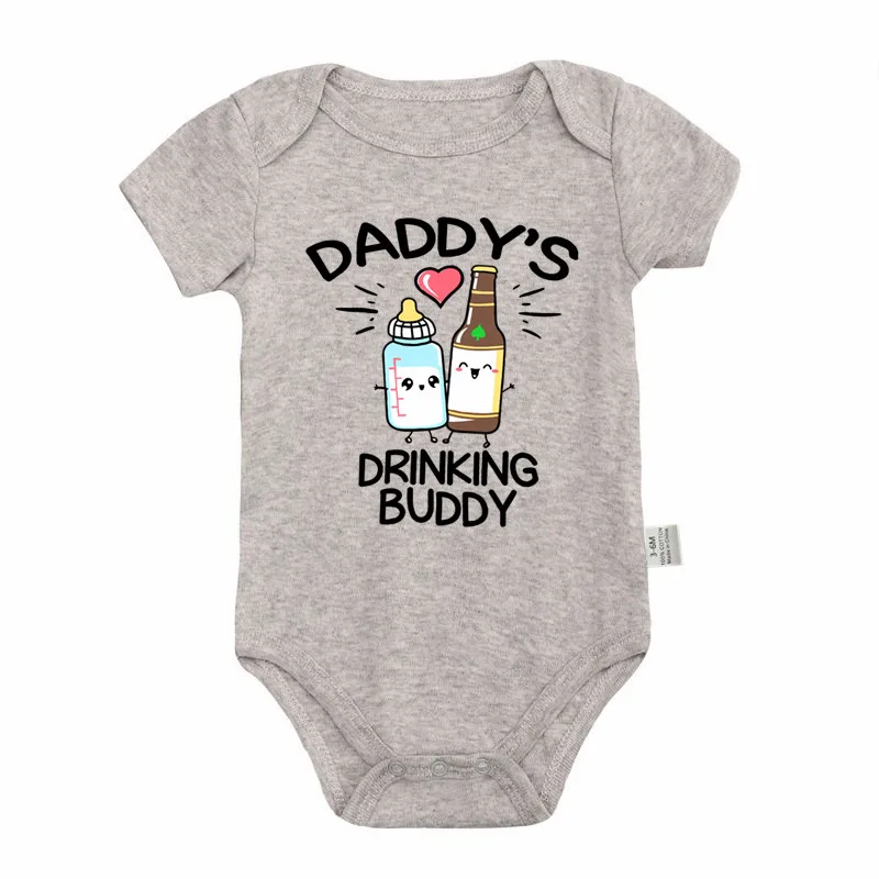 Picture 5: Cute Daddy's Drinking Buddy Baby Bodysuit Cotton Short Sleeve Newborn Boys Girls Romper Jumpsuit