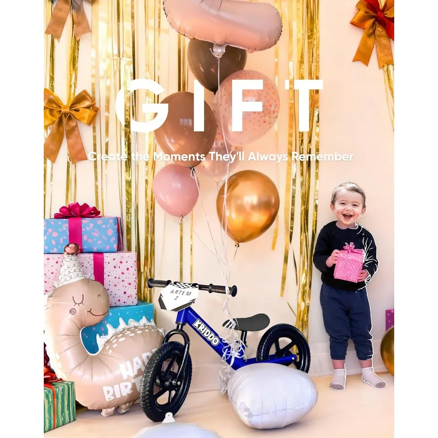 幼児用バランスバイク 2歳、18ヶ月から5歳向け、12インチのプッシュバイク、カスタマイズプレート付き（ステッカー3セット付属）