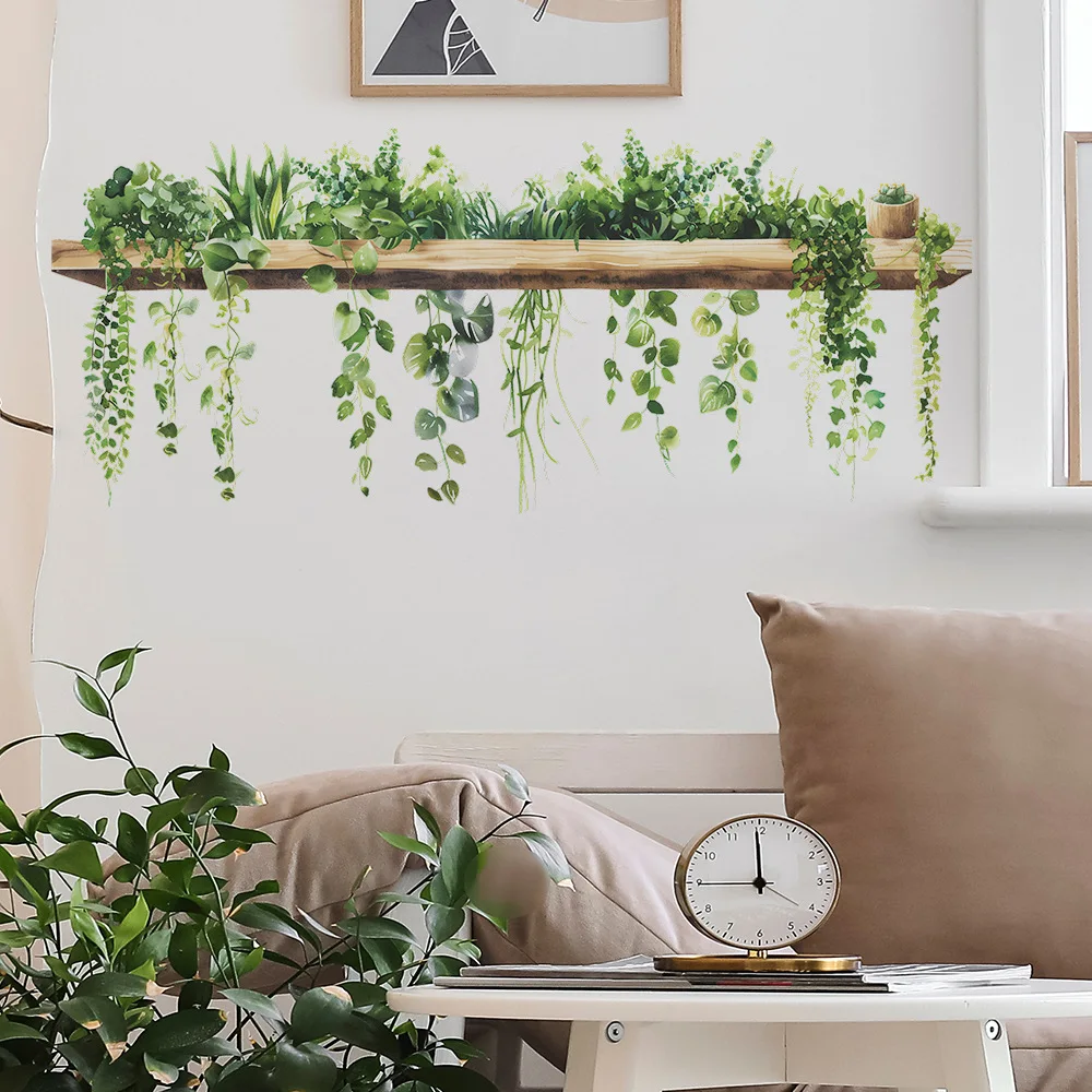 

1PCS Small Fresh Green Plant Leaves Study Bedroom Living Room Wall Landscaping Decorative Wall Stickers
