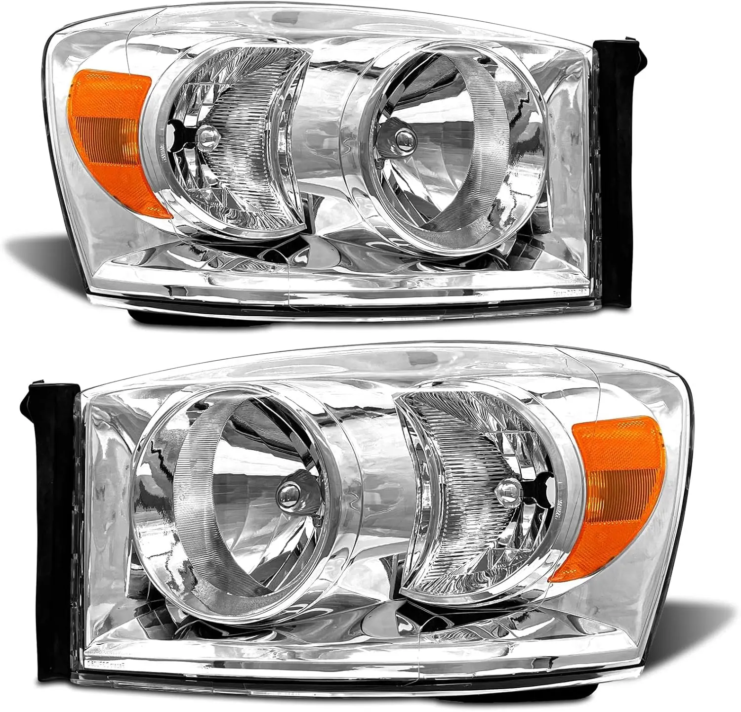 2006 2007 2008 2009 Dodge Ram Headlight Assembly for 2006-2008 Dodge Ram 1500/2006-2009 Dodge Ram 2500 3500 Clear Lens Chrome