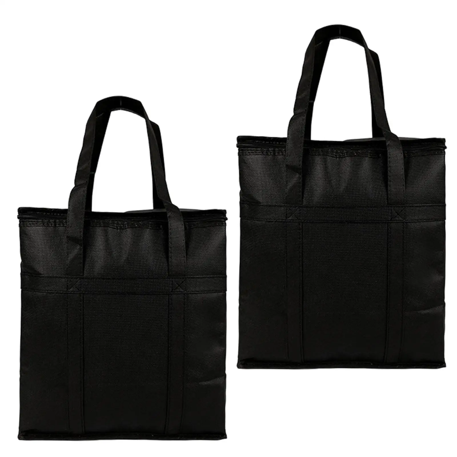Thermal Insulated Food Bag Pouch Reusable Grocery Carrier with Zippered Top Non Woven Fabric Handle for Travel Work Picnic