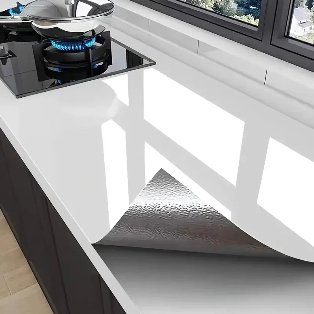 55CM Width DIY Waterproof Vinyl Pearl Film Self-Adhesive White Wall Stickers High Gloss Kitchen Furniture Paste Decor for Room