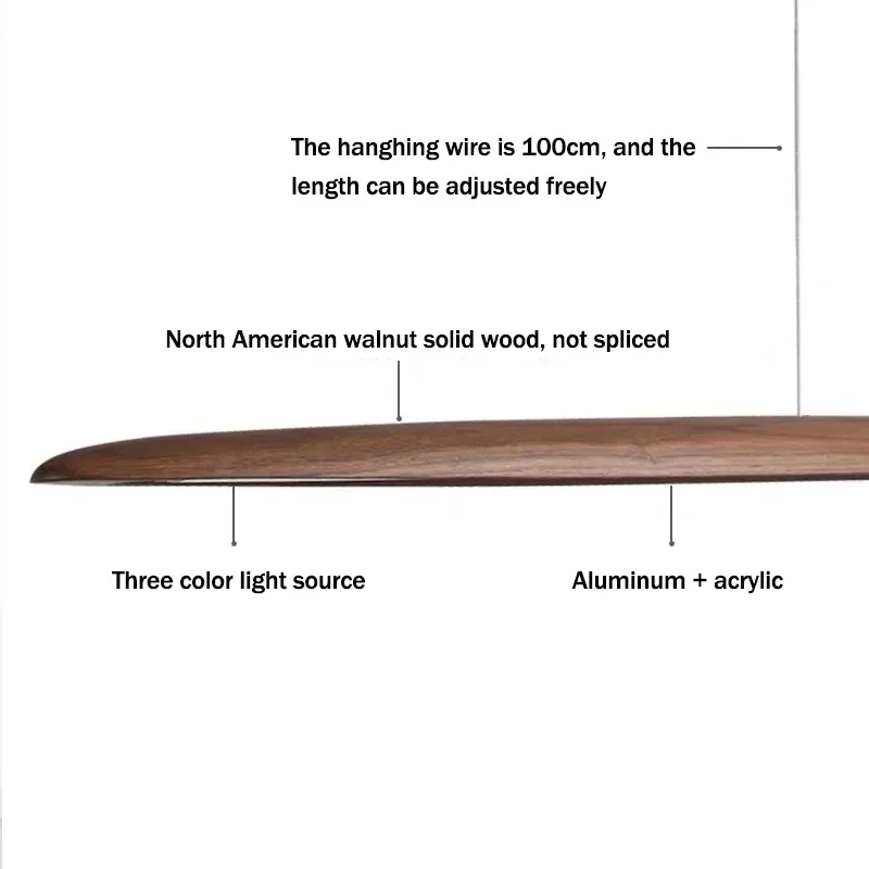 Holz Pendel leuchten Hängelampen modernen Tisch führte lange lineare Licht Küchen insel Büro Bar Beleuchtung für Esszimmer Wohnzimmer