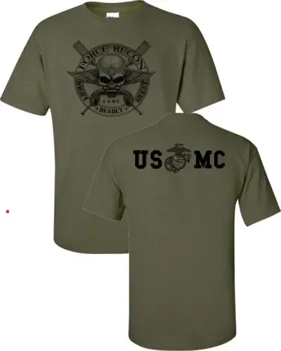 US Marine Corps Recon Force Military T-Shirt 100% Cotton O-Neck Summer Short Sleeve Casual Mens T-shirt Size S-3XL