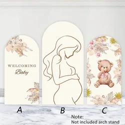 Mehofond Custom 2-Sided Boho Floral Bear Birthday Party Baby Shower Pregnant Covers Chiara Arch Background Decor Backdrop Photo