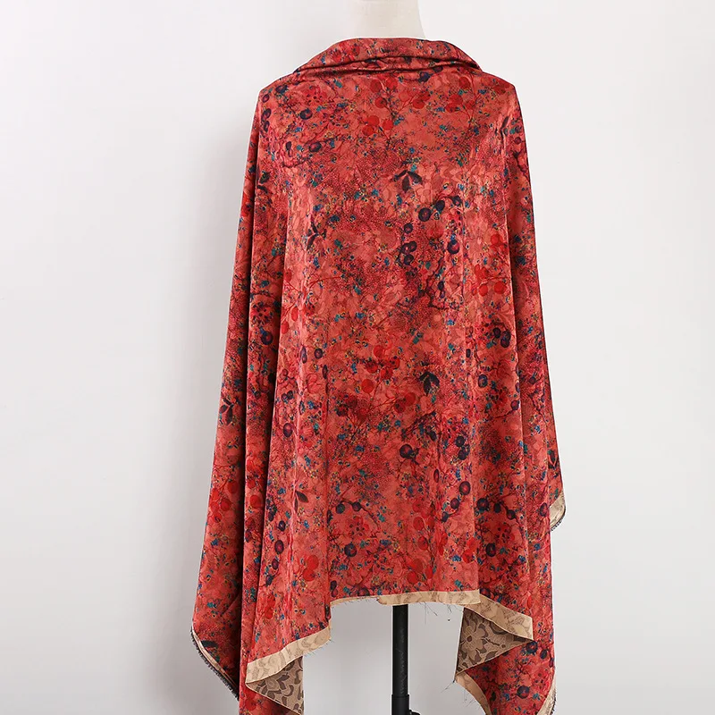 1m Tkanina w kwiatowy wzór, imitacja włóczki Xiangyun, miękka tkanina na bluzki, sukienki, cheongsam, koszule, do szycia DIY, lekka tkanina