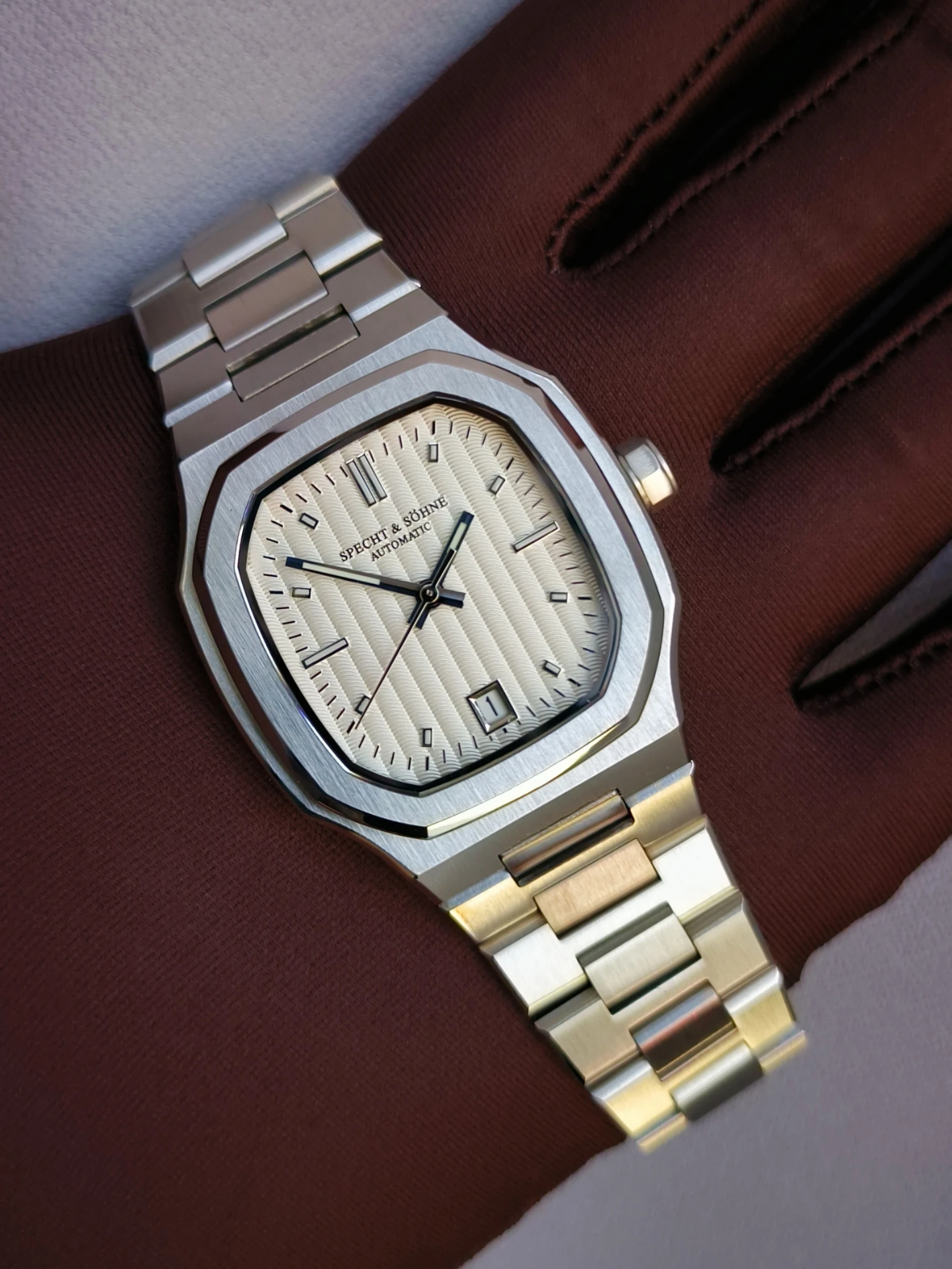 Neue Specht&Söhne Herren-Automatikuhr Miyota 8215 Movt Edelstahl Saphirglas Wasserdichte Outdoor-Business-Armbanduhr