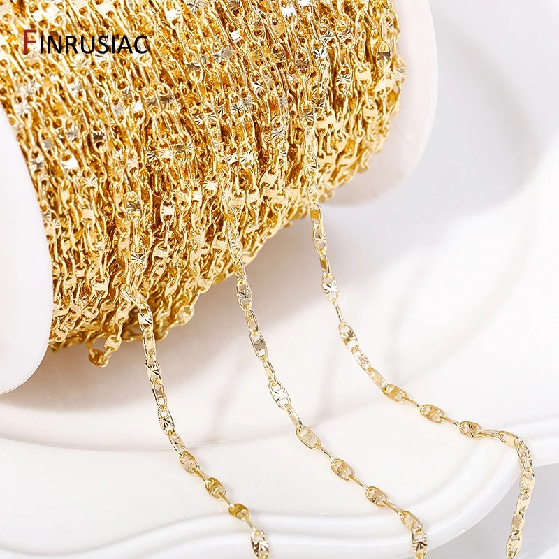 4.5mm*2mm 14K Gold Plated Brass SunFlower Link Chains Bulk For Jewelry Making DIY Necklace Findings Handmade Craft Accessories