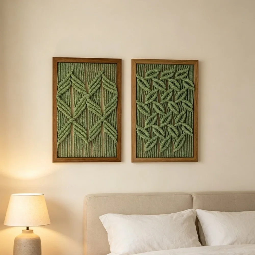 Dual-use Woven Tapestry Picture Frame Cotton Thread Hand Woven Woven Decor Painting Tabletop Display Picture Frame