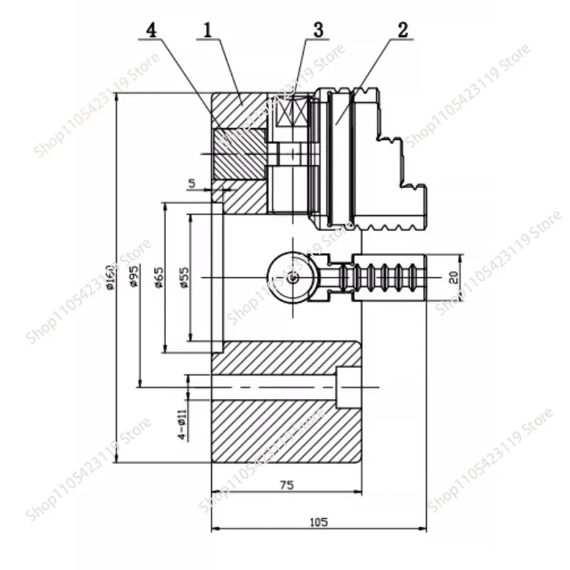 1 pcs Four jaw single action chuck K72-80/100/125/160/200/250/320/400/500 four jaw