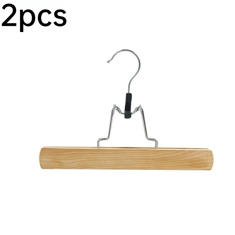 2pcs High Load Bearing Wood Bar Strong Clips For Clothing Store Wardrobe B&B Wipe Clean Long Reusable Pants Skirt Display Holder view 5