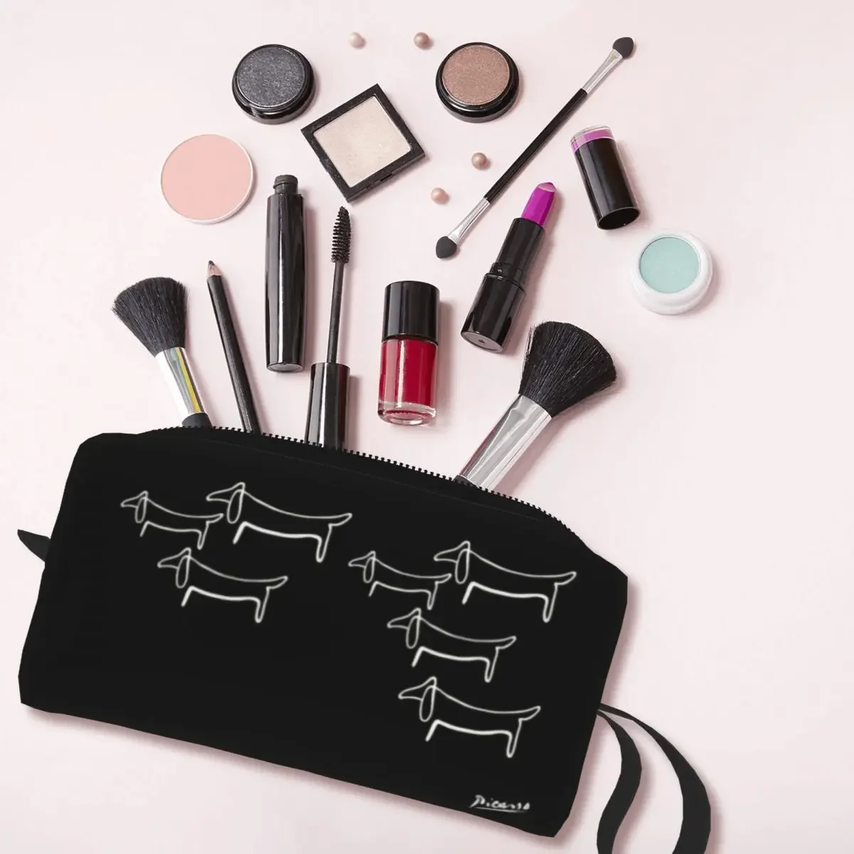 Pablo Picasso Line Art Dachshund Cosmetic Bag Women Cute Large Capacity Wild Wiener Dog Makeup Case Beauty Storage Toiletry Bags image 3