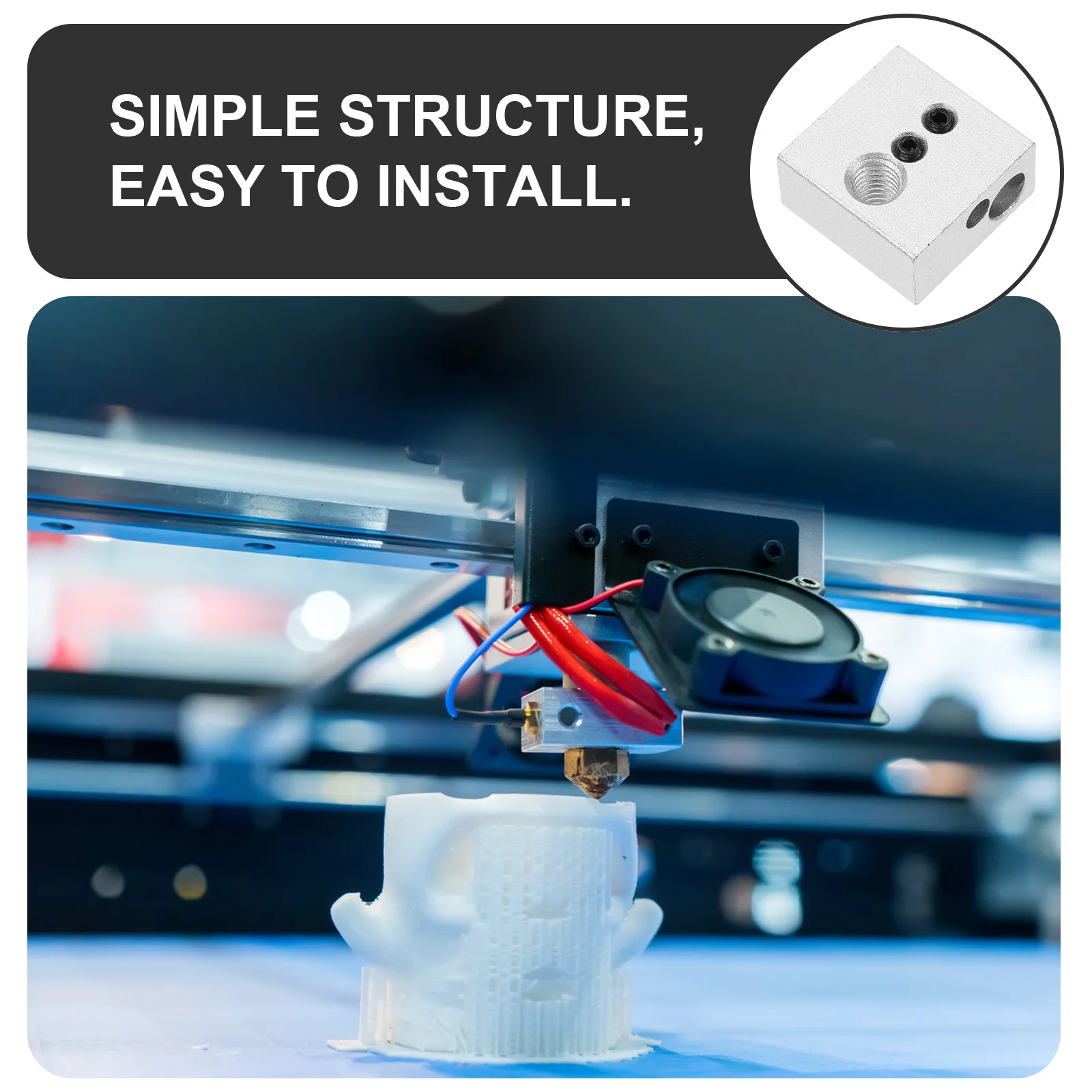 5 шт. тепловой блок для 3D-принтера, алюминиевый блок нагревателя экструдера, детали для 3D-печати, высокая теплопроводность, простая установка